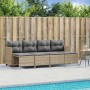 Set Divano da Giardino 5 pz con Cuscini Beige in Polyrattan