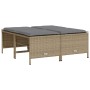 Set Divano da Giardino 5 pz con Cuscini Beige in Polyrattan