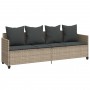 Set Divano da Giardino 5pz con Cuscini Grigio Chiaro Polyrattan