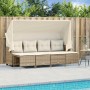 Set Divano da Giardino 5 pz con Cuscini Beige in Polyrattan