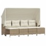 Set Divano da Giardino 5 pz con Cuscini Beige in Polyrattan