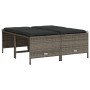 Set Divano da Giardino 5 pz con Cuscini Grigio in Polyrattan