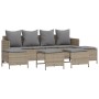 Set Divano da Giardino 5 pz con Cuscini Beige in Polyrattan