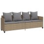 Set Divano da Giardino 5 pz con Cuscini Beige in Polyrattan