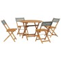 Set Pranzo da Giardino 5pz Grigio Polyrattan e Legno Massello