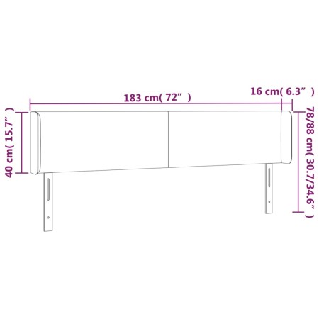 Testiera a LED Grigia 183x16x78/88 cm in Similpelle