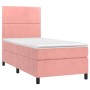 Letto a Molle con Materasso e LED Rosa 90x190 cm in Velluto