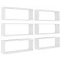 Mensole Parete a Cubo 6pz Bianche 60x15x23 cm Legno Multistrato