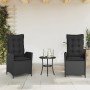 Sedie Reclinabili da Giardino 2 pz con Cuscini Nero Polyrattan