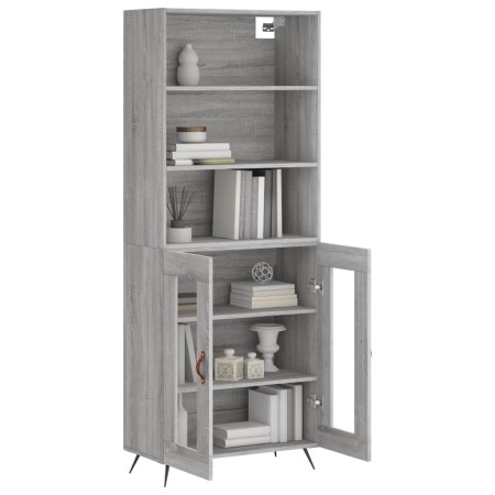 Credenza Grigio Sonoma 69,5x34x180 cm in Legno Multistrato