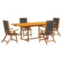 Set Pranzo da Giardino 5pz Legno Massello di Acacia e Textilene