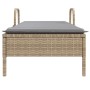 Lettino Prendisole con Ruote e Cuscino in Polyrattan Beige