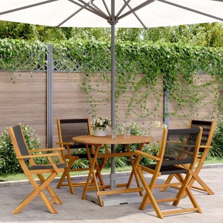 Set Pranzo da Giardino 5 pz Nero Polipropilene e Legno Massello