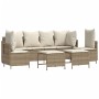 Set Divano da Giardino 5 pz con Cuscini Beige in Polyrattan