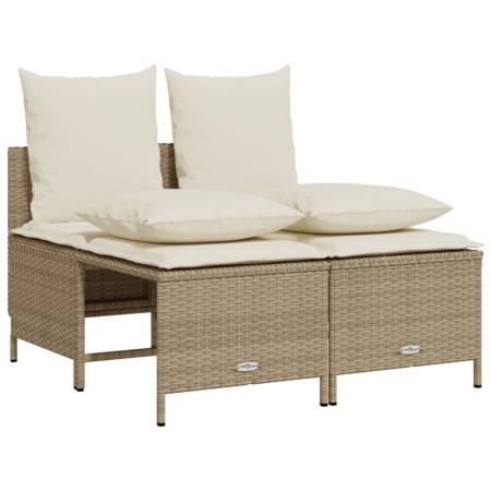 Set Divano da Giardino 5 pz con Cuscini Beige in Polyrattan