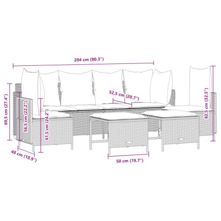 Set Divano da Giardino 5 pz con Cuscini Beige in Polyrattan