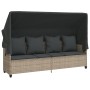 Set Divano da Giardino 5pz con Cuscini Grigio Chiaro Polyrattan