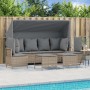 Set Divano da Giardino 5 pz con Cuscini Beige in Polyrattan