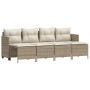 Set Divano da Giardino 5 pz con Cuscini Beige in Polyrattan