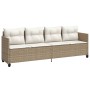 Set Divano da Giardino 5 pz con Cuscini Beige in Polyrattan