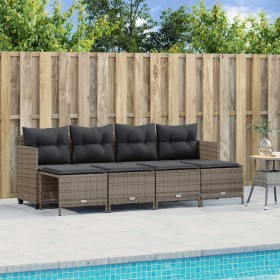 Set Divano da Giardino 5 pz con Cuscini Grigio in Polyrattan