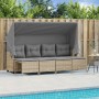 Set Divano da Giardino 5 pz con Cuscini Beige in Polyrattan