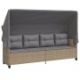 Set Divano da Giardino 5 pz con Cuscini Beige in Polyrattan