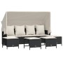 Set Divani da Giardino 5 pz con Cuscini in Polyrattan Nero