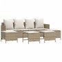 Set Divano da Giardino 5 pz con Cuscini Beige in Polyrattan