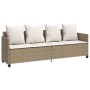 Set Divano da Giardino 5 pz con Cuscini Beige in Polyrattan