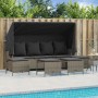 Set Divano da Giardino 5pz con Cuscini Grigio Chiaro Polyrattan