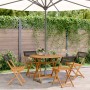 Set da Pranzo per Giardino 5pz Nero Polyrattan e Legno Massello