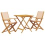 Set da Bistrot 3pz Beige in Tessuto e Legno Massello