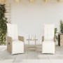 Sedie da Giardino Reclinabili 2pz con Tavolino Polyrattan Beige