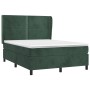 Giroletto a Molle con Materasso Verde Scuro 140x200 cm Velluto