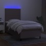 Letto a Molle con Materasso e LED Tortora 90x200 cm in Tessuto