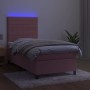 Letto a Molle con Materasso e LED Rosa 90x190 cm in Velluto