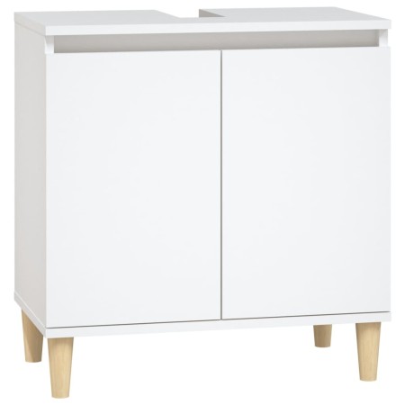 Set Mobili da Bagno 3 pz Bianco in Legno Multistrato