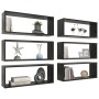 Mensole Parete a Cubo 6pz Nere 60x15x23 cm Legno Multistrato