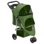 Passeggino per Cani Pieghevole Verde 80x46x98cm Tessuto Oxford