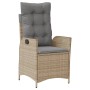 Sedia Reclinabile Giardino con Cuscini Beige Misto Polyrattan