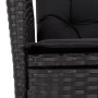 Set da Pranzo da Giardino 3 pz con Cuscini Nero in Polyrattan