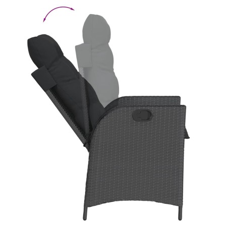 Set da Pranzo da Giardino 7 pz Nero con Cuscini in Polyrattan