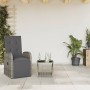 Set da Pranzo da Giardino 2 pz con Cuscini in Polyrattan Grigio