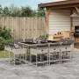 Set Pranzo Giardino 11pz con Cuscini Grigio Chiaro Polyrattan