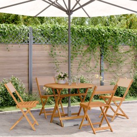 Set da Pranzo da Giardino 5 pz Tortora Tessuto e Legno Massello