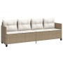 Set Divano da Giardino 5 pz con Cuscini Beige in Polyrattan