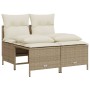 Set Divano da Giardino 5 pz con Cuscini Beige in Polyrattan