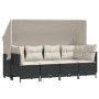 Set Divani da Giardino 5 pz con Cuscini in Polyrattan Nero