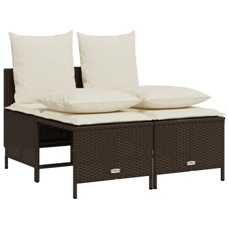 Set Divano da Giardino 5 pz con Cuscini Marrone in Polyrattan